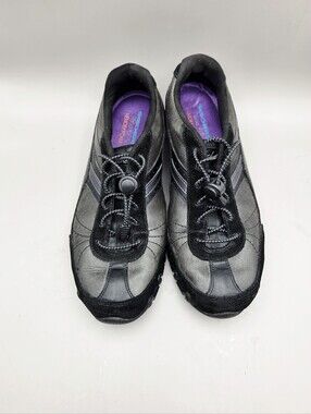 Skechers Bikers Casual Walking Shoes Memory Foam Black Leather, Size 10
